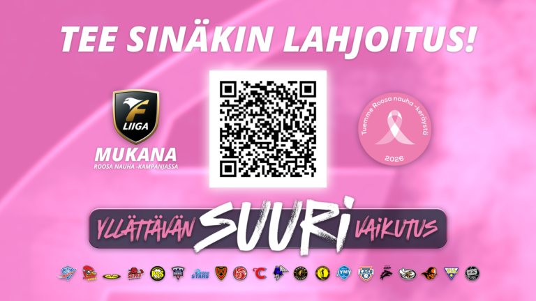 Tehdään yhdessä hyvää! Lahjoita f-liigan roosa nauha-keräykseen!